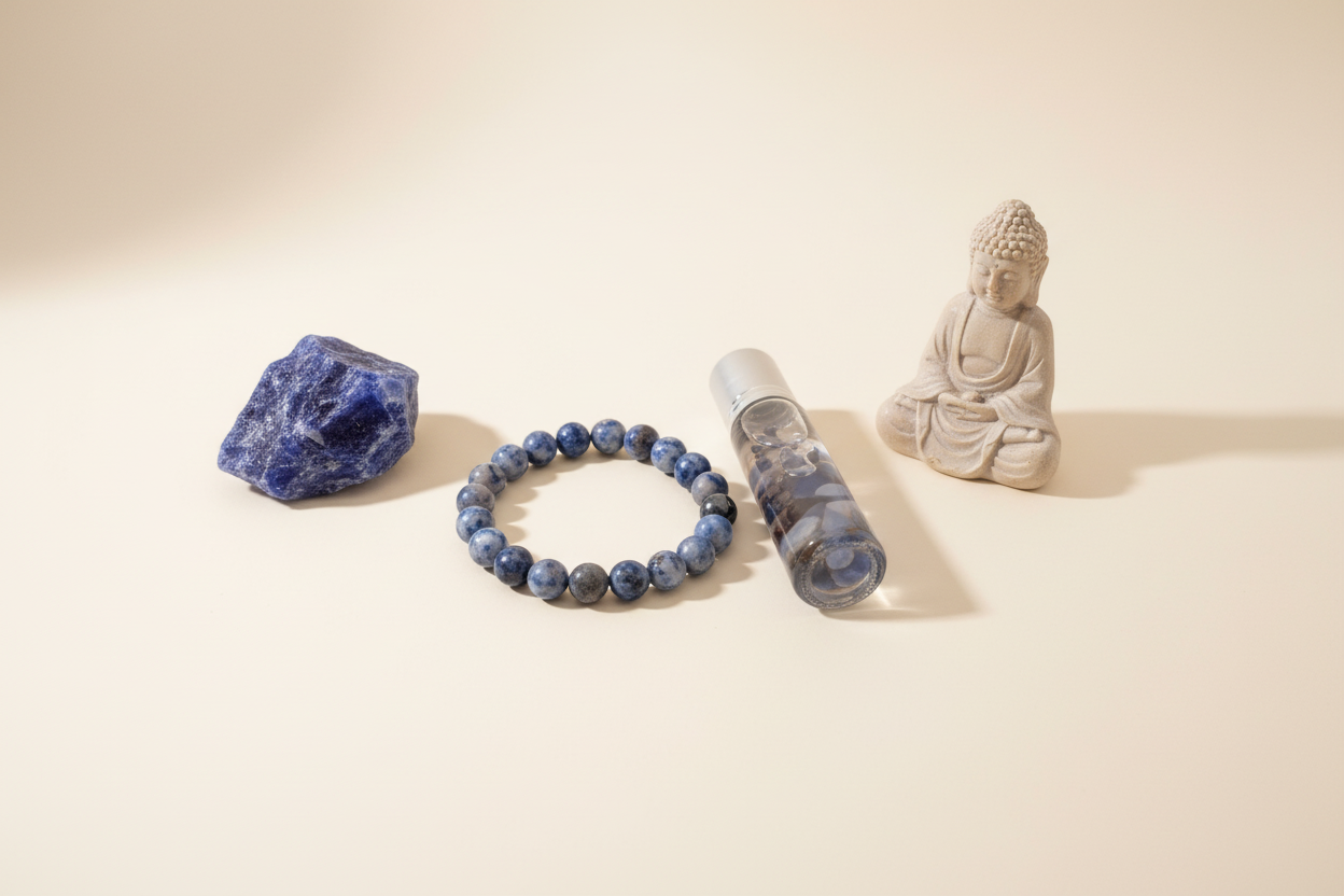 Kit Sintonia da Pedra Sodalita com styling minimalista zen