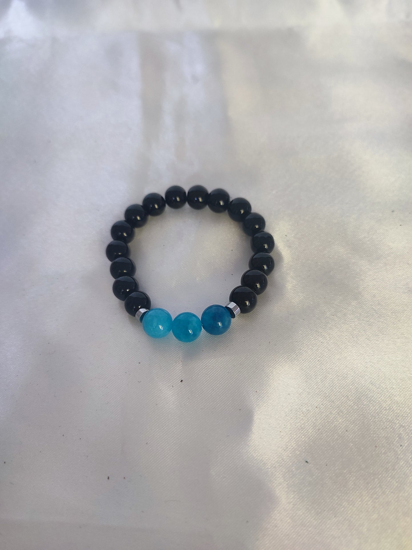 Pulseira de Criança na pedra Ónix e Quartzo Azul