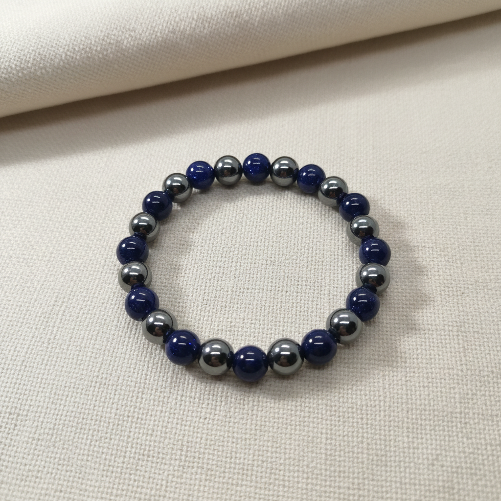 Pulseira de hematite com fundo sofisticado