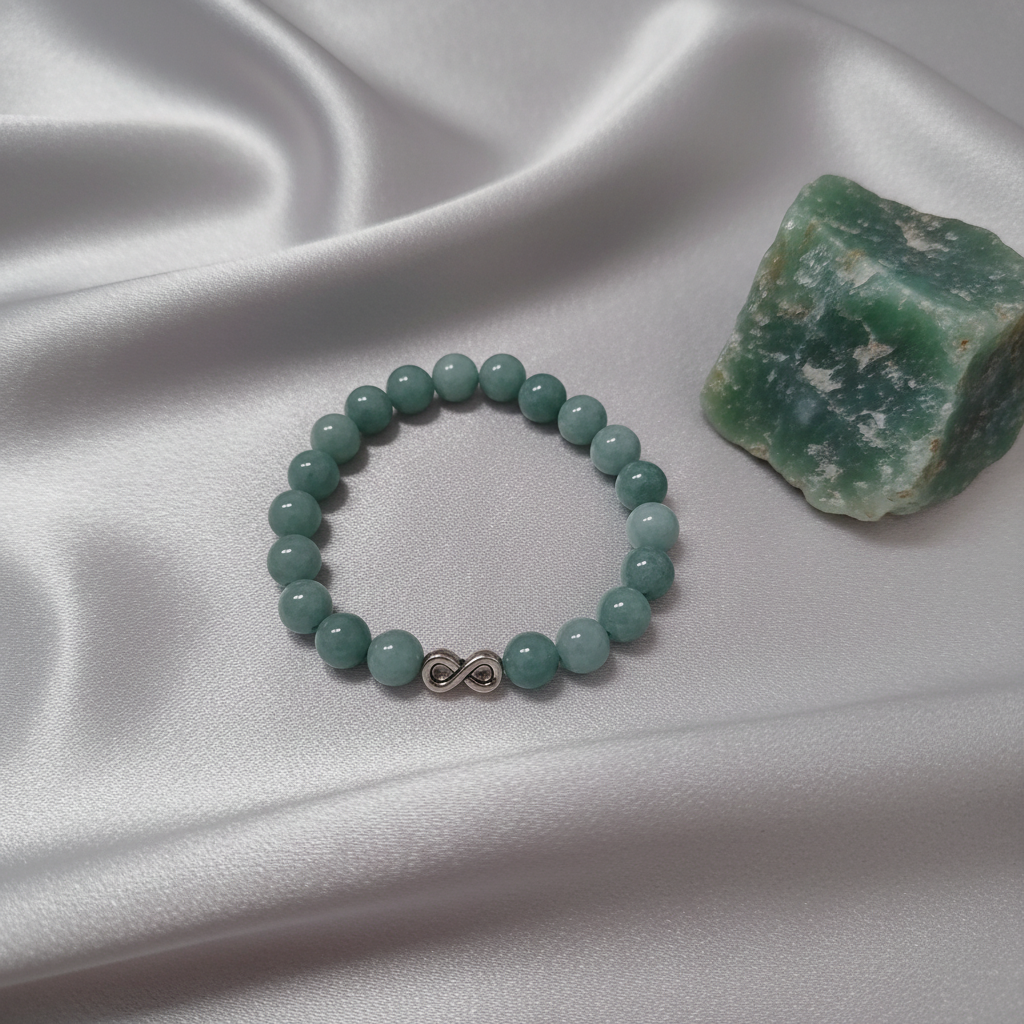 Pulseira de Jade em tecido com pedra natural