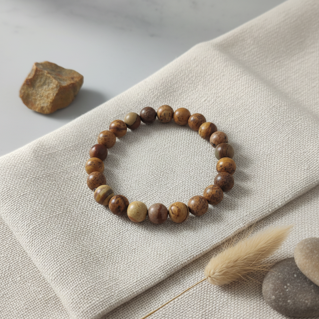 Pulseira de Jasper com Objeto Natural