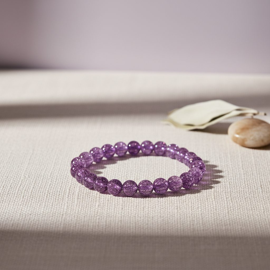 Pulseira de quartzo roxo com fundo profissional