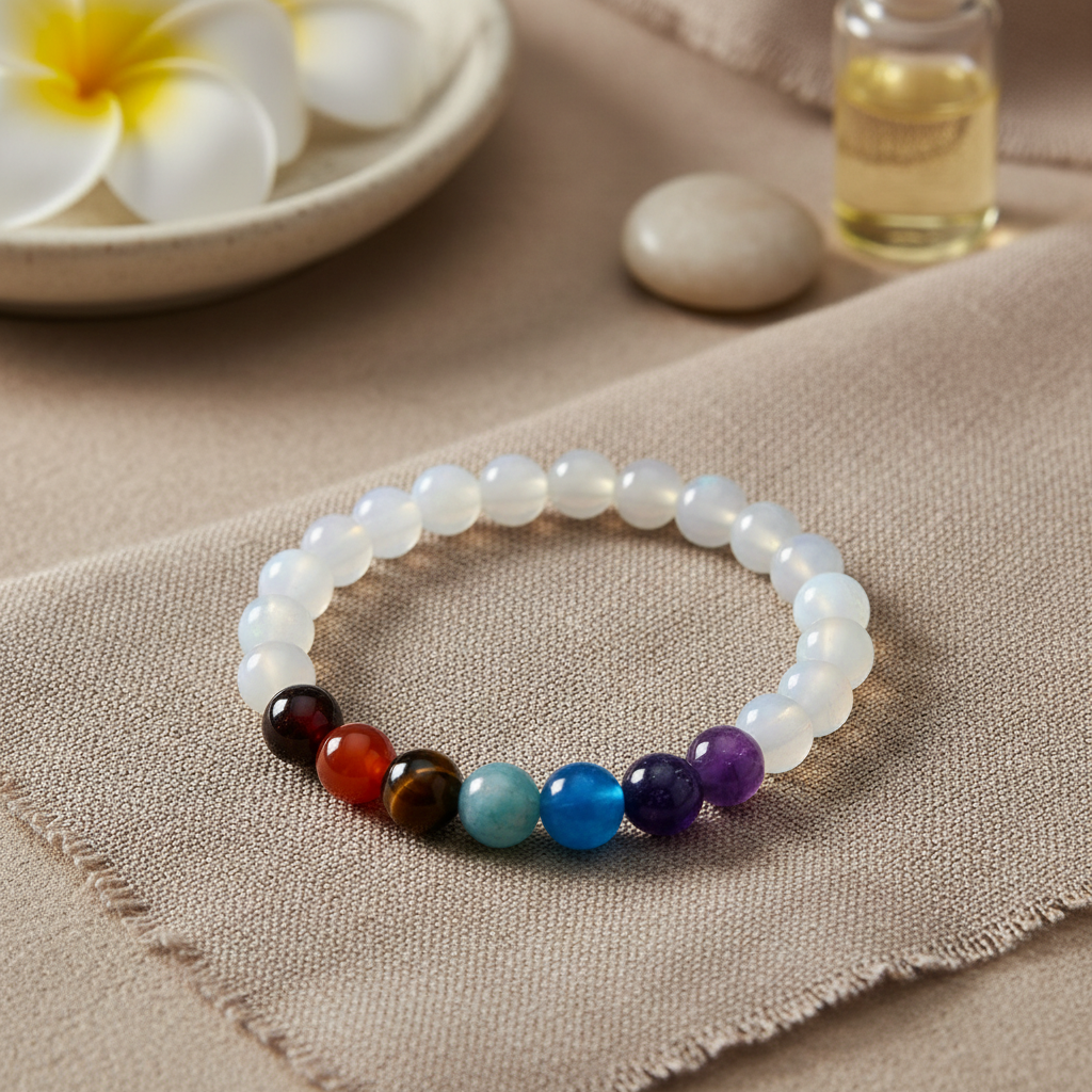 Pulseira dos 7 chakras em fundo elegante