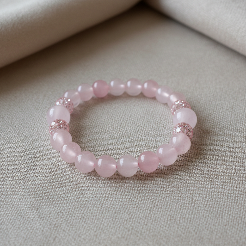 Pulseira de Quartzo Rosa – Amor, Autoconfiança e Energia Suave