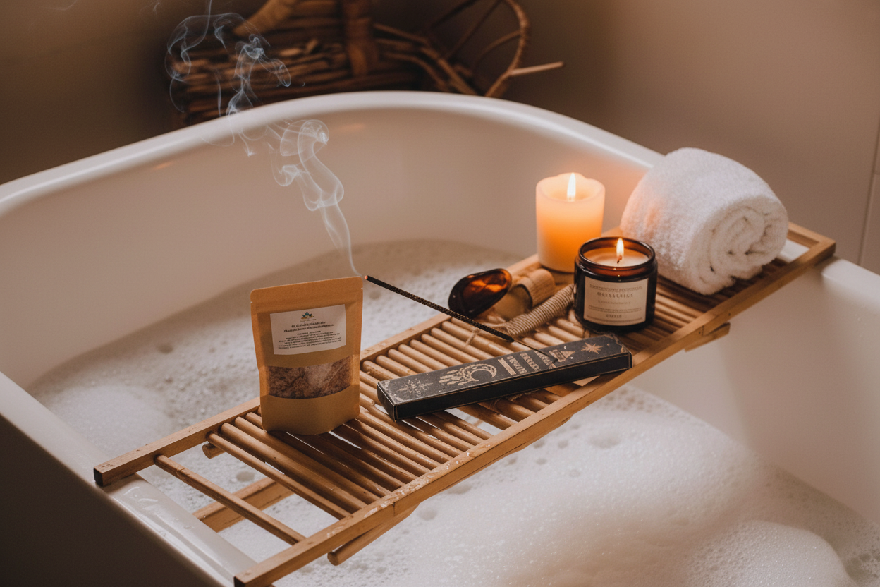 Banheira relaxante com caixa de incenso lateral
