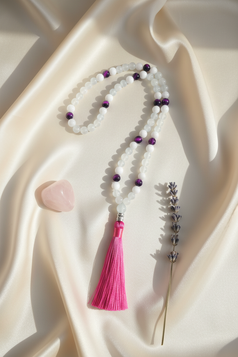 Japamala amor próprio com tecido e cristal