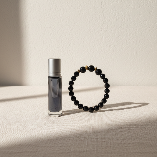 Kit obsidiana com fundo claro elegante