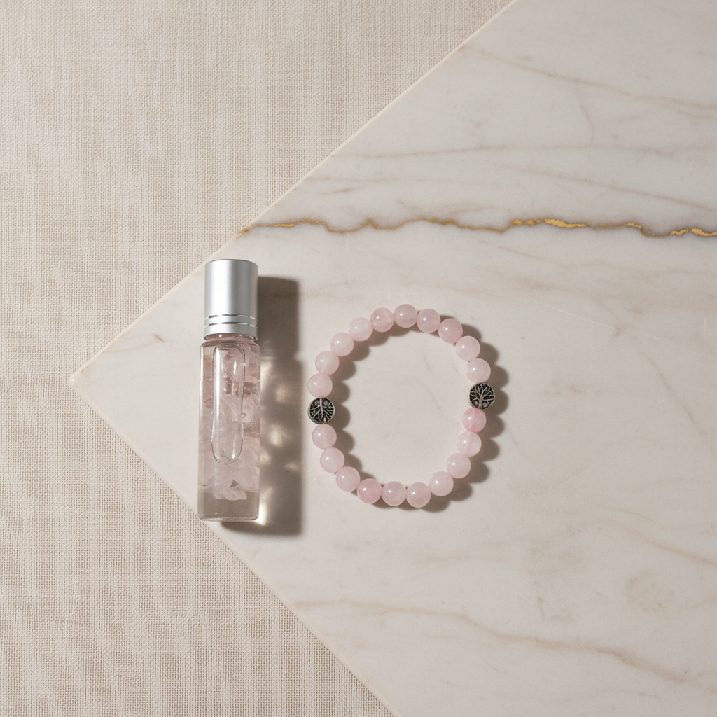 Kit quartzo rosa com novo fundo elegante