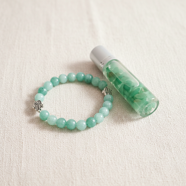 Kit quartzo verde com fundo elegante