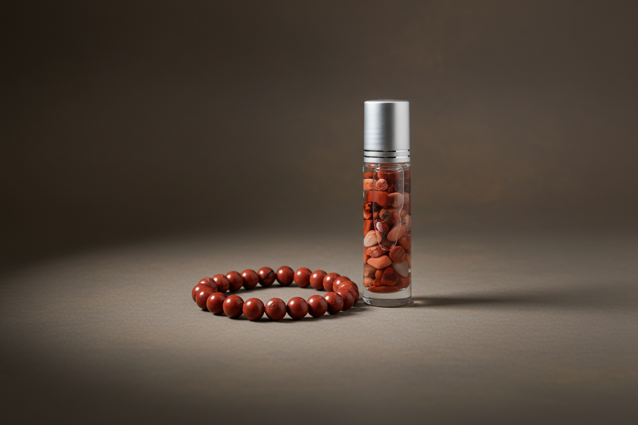 Kit Sintonia da Pedra Jaspe Vermelho com apresentação premium