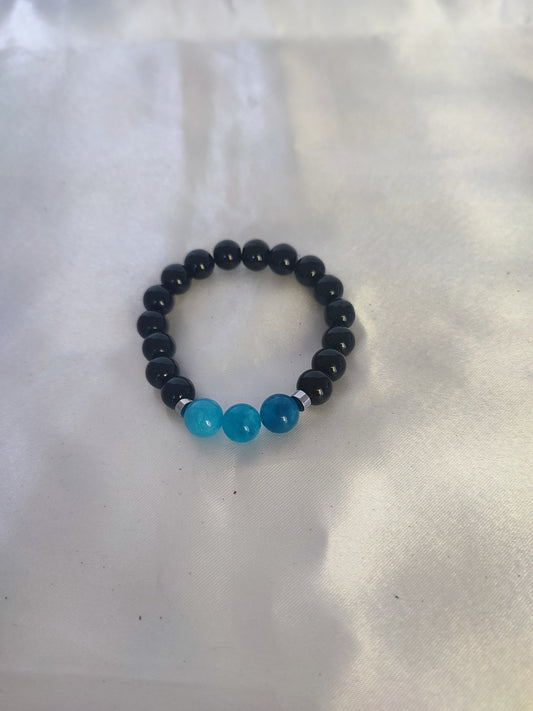 Pulseira de Criança na pedra Ónix e Quartzo Azul