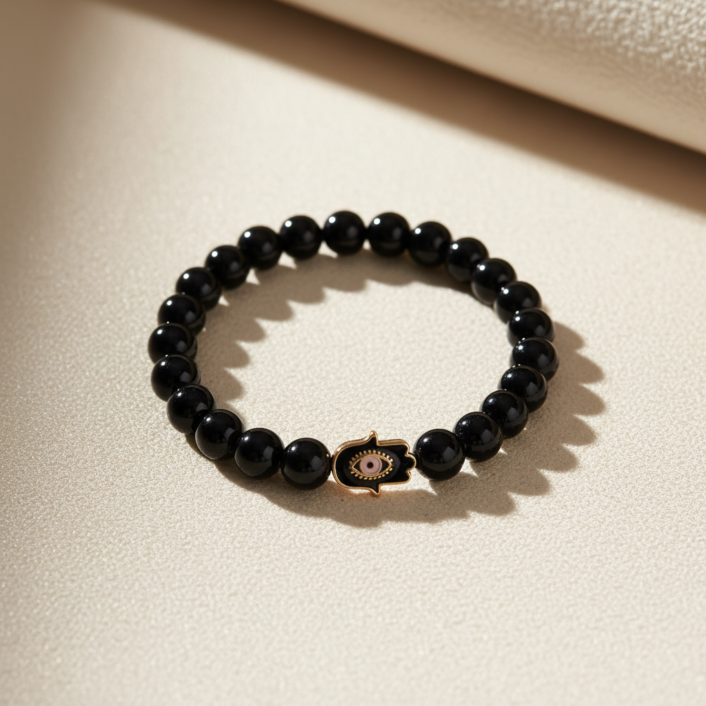Pulseira de Ónix com Olho Grego