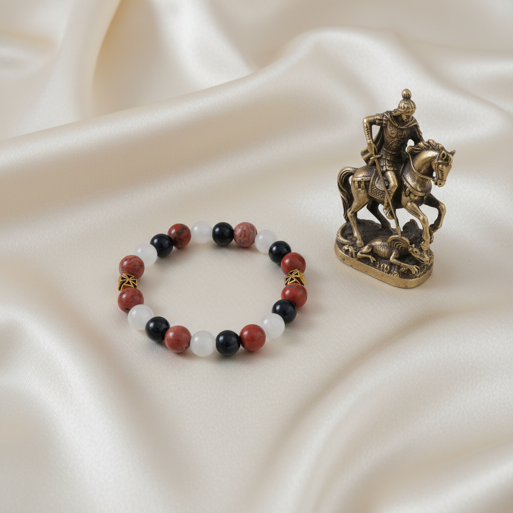 Pulseira São Jorge Guerreiro em Tecido com Estátua