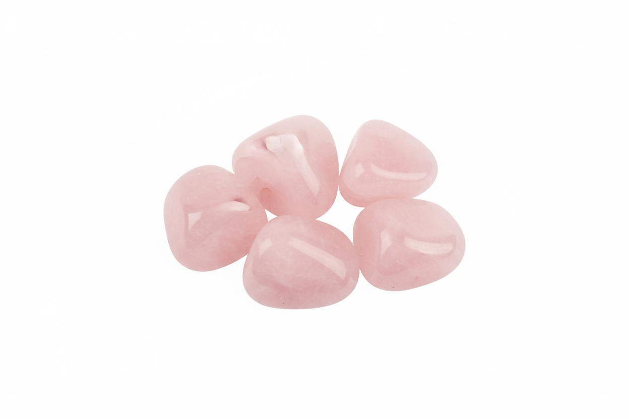 Quartzo rosa em fundo branco