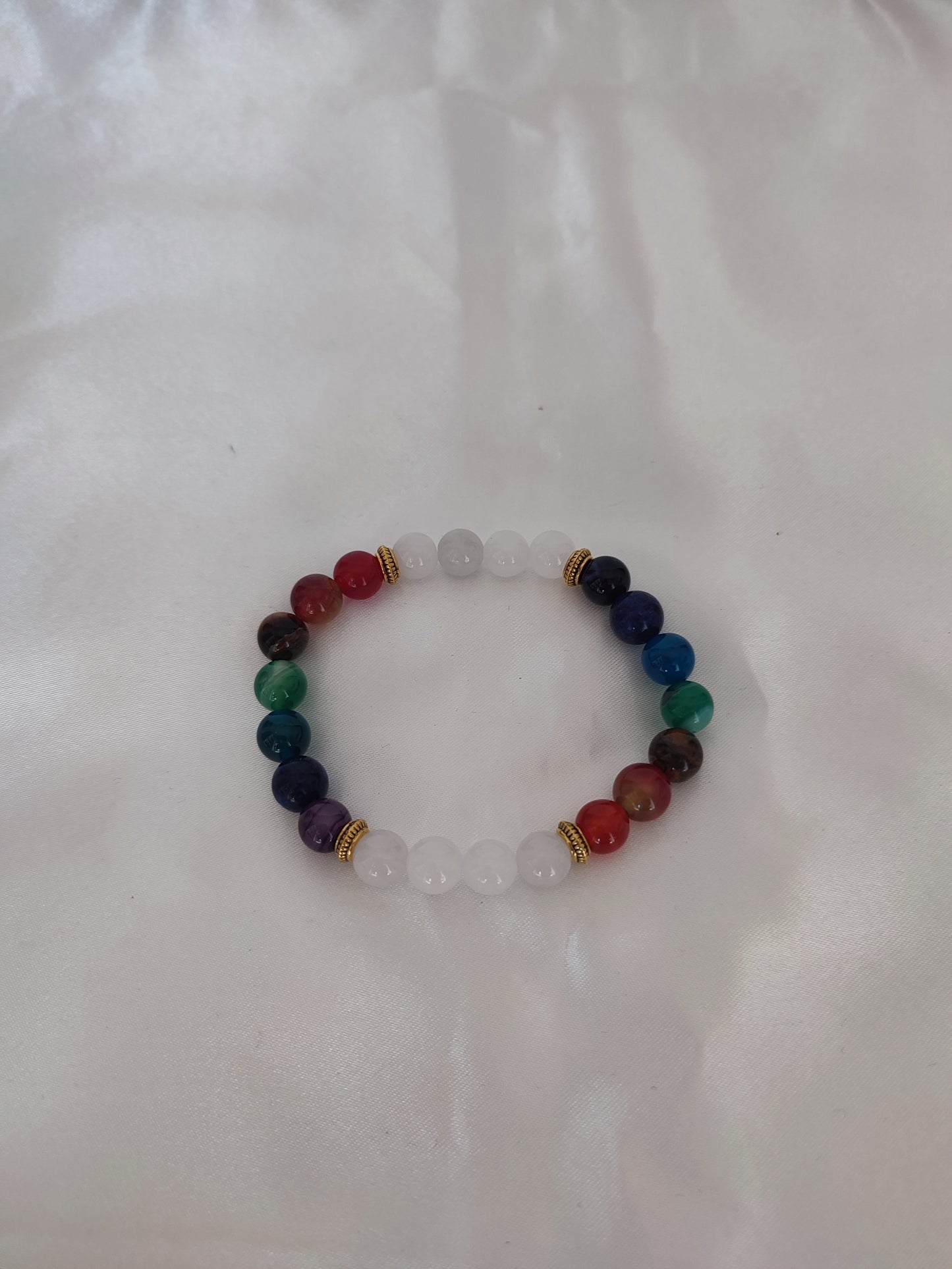 Pulseira dos 7 Chakras com Quartzo Branco